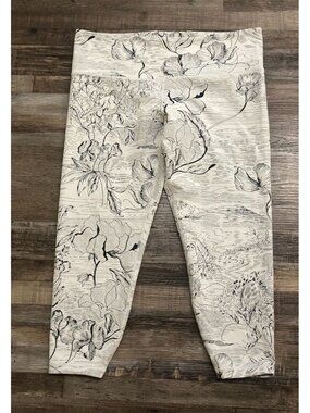 Athleta Elation Floral 7/8 Tight Leggings Size 2X Gray & Navy Blue